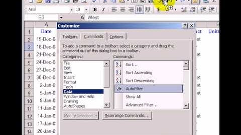 Add AutoFilter Buttons to Excel 2003 Toolbar