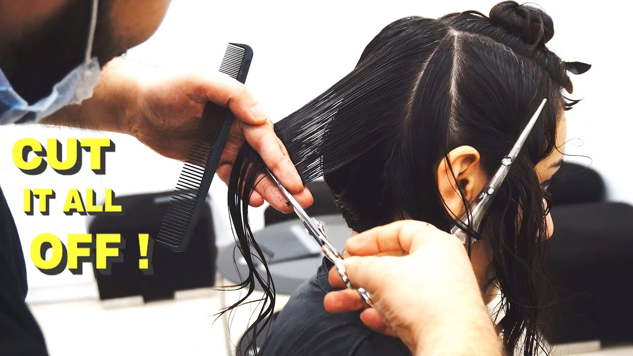 DRASTIC HAIRCUT -  VERY LONG TO SHORT BOB MAKEOVER