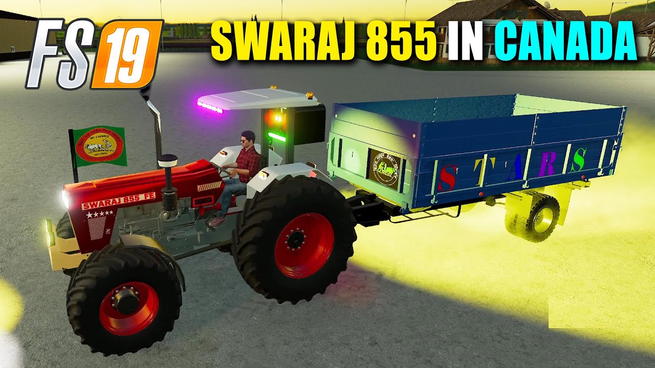 SWARAJ 855 4x4 Modified Tractor Selling Crops in Canada - FS19