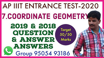 AP IIIT ENTRANCE TEST-2019 & 18 COORDINATE GEOMETRY QUESTION & ANSWERS|IIIT ENTRANCE MODEL QUESTIONS