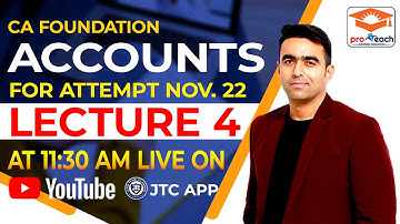 CA Foundation ACCOUNTS  Lecture 4 for Nov 2022 By CA CS JITIN TYAGI SIR