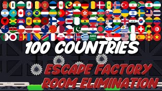 100 Countries Escape Factory Room Elimination Marble Race in Algodoo