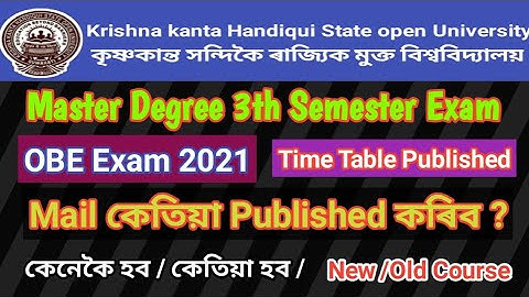 Kkhsou OBE Exam // Master Degree 3 Semester// Time Table published // New//Old Course