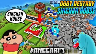 Oggy's TNT BOMB 💣 Destroy Sinchan House || MINECRAFT | Oggy Minecraft | Minecraft PE | Twikay gamer