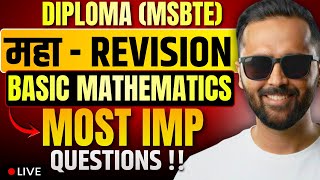 🔴LIVE | MAHA REVISION | MOST IMP QUESTIONS | BASIC MATHEMATICS | DIPLOMA (MSBTE) | PRADEEP GIRI SIR