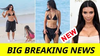 BEACH BABE!! Kim Kardashian displays real stomach in teeny black bikini in unedited photos on Turks