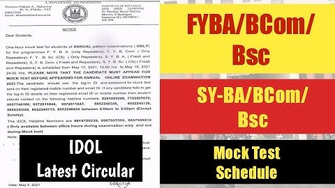 FY/SY-BA/BCOM/BSC | Mock Test schedule | Mumbai University IDOL | Ashish Sir
