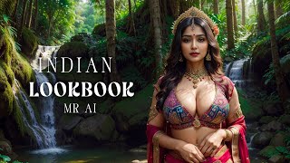 [4K] Ai Art Indian Lookbook Girl Al Art Video - Waterfall With Forest