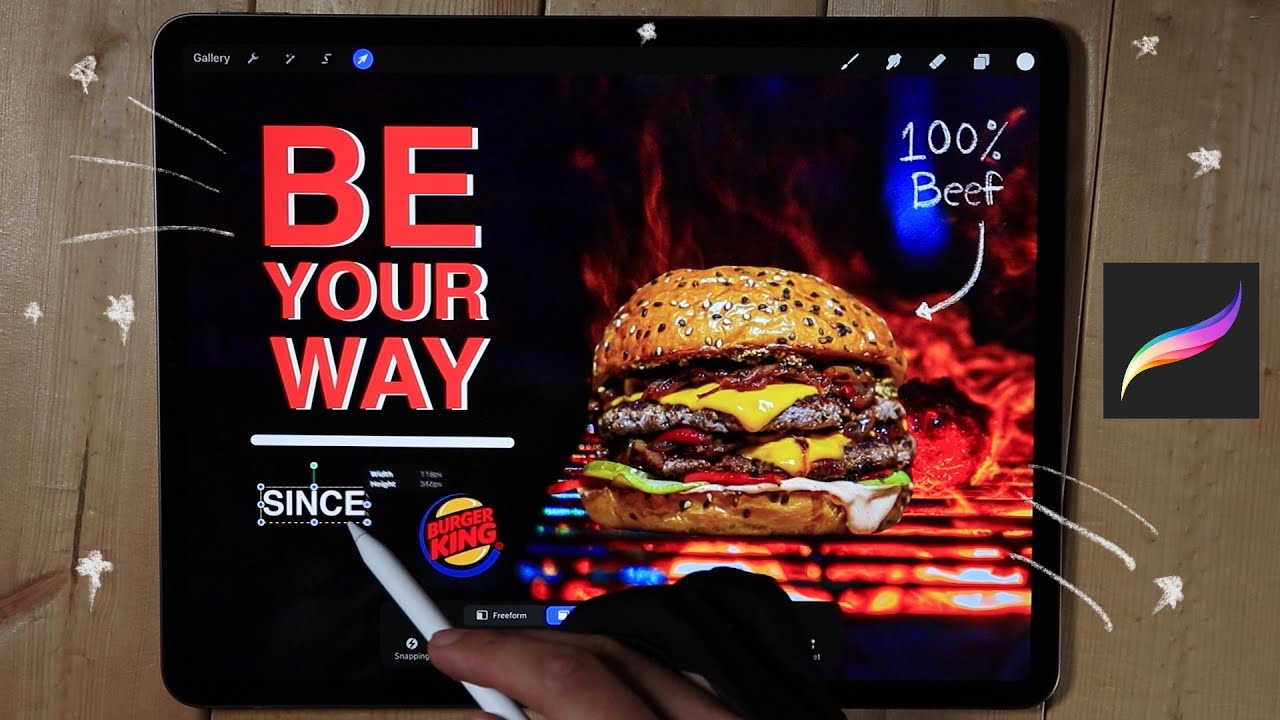 Designing a Poster in Procreate and Ipad Pro 2020 | Burger King Edition