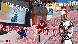 Making A Rank 320 Rage Quit In Arsenal Roblox - pwning the worst hackers roblox arsenal ragequit youtube