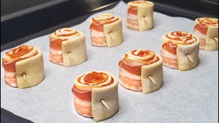 Brilliant appetizer idea in 5 minutes! These will disappear in a minute! Puff pastry and bacon! by Baking Day 1,298,294 views 2 months ago 8 minutes, 5 seconds