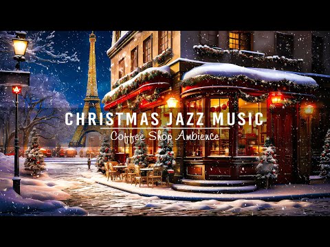 Nightly Snow at Chirstmas Coffee Shop Ambience with Mellow Piano Jazz Music (Snowfall & Cozy Vibes)