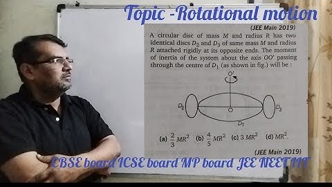 A circular disc of mass M and radius R has two identical discsD2 andD3 of same massM and radius R at
