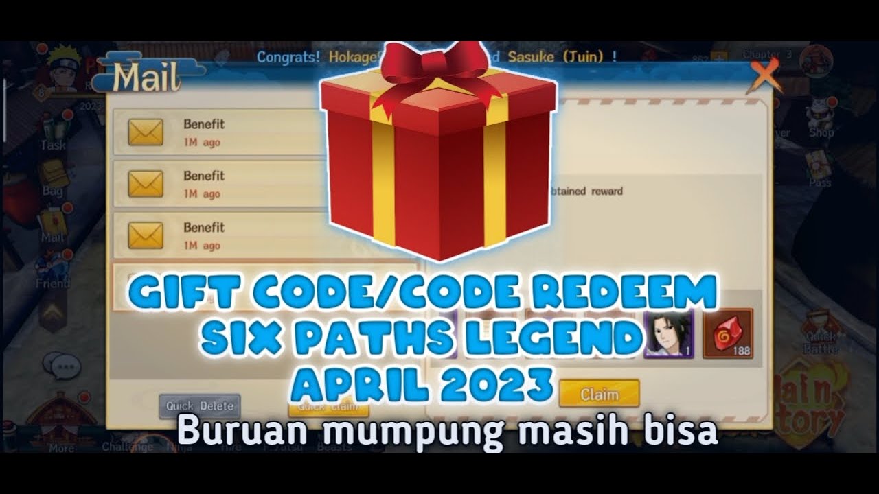 Giftcode/Code Redeem Naruto Six Paths Legend -April 2023🎁🎁🎉🎊 - YouTube