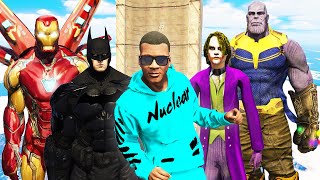 GTA 5: SUPER HEROES vs SUPER VILLAINS MEGA RAMP JUMP CHALLENGE PART 3! (GTA V #8)