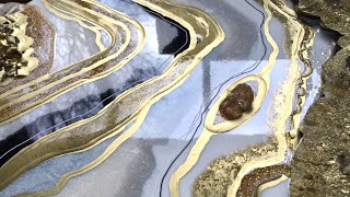 WHITE AND GOLD GEODE Resin Art Demo by Dianka Pours