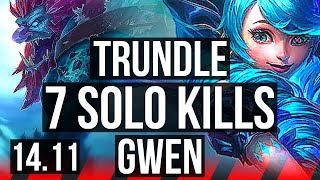 TRUNDLE vs GWEN (TOP) | 7 solo kills, Dominating | NA Master | 14.11
