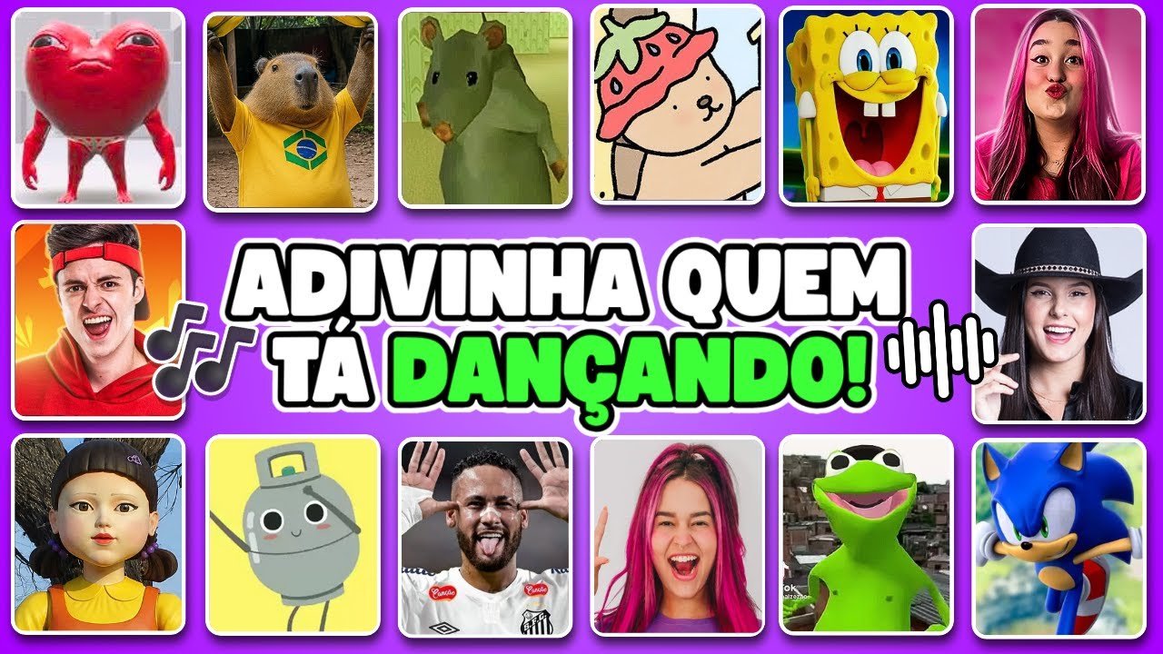 ADIVINHE QUEM TÁ DANÇANDO!! 💃🎶Bob Esponja, Neymar, Rato Milton, Não Choraxx, Bobbie Goods, Sonic