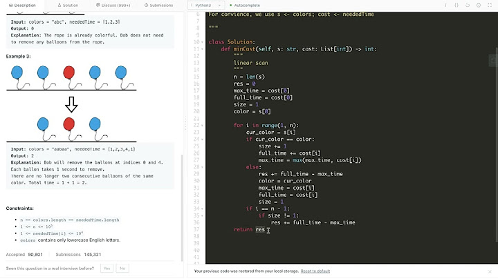 leetcode 1578. Minimum Time to Make Rope Colorful - two solutions: 1. linear scan 2.stack simulation