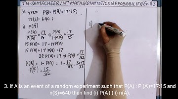 Exercise 8.3|| Problem 3&4 || 10th Standard || TN Samacheer || Maths || Chapter 8 || PROBABILITY