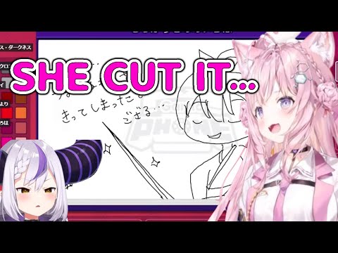 Koyori draws funny Iroha cut off something