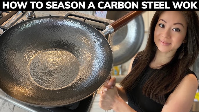 Souped Up Recipes Carbon Steel Wok for Electric Induction and GAS Stoves (Lid Spatula and User Guide Video Included)