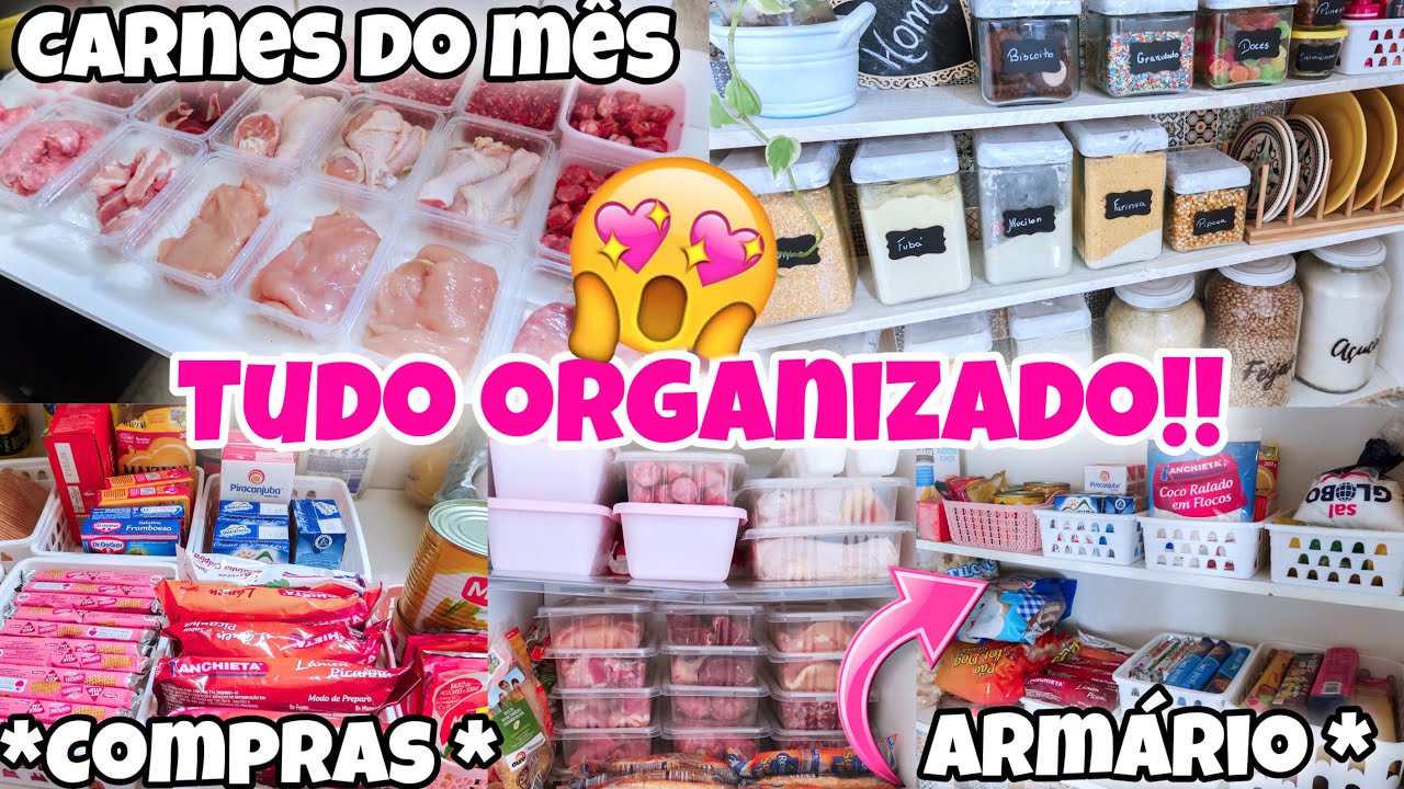 ORGANIZANDO A COMPRA DO MÊS NO ARMÁRIO E NA GELADEIRA 💓| CARNES PARA O MÊS TODO | COMO ORGANIZO