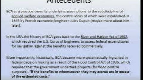 Benefit Cost Analysis Lecture 1: