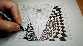 How to draw an incredible figure mix of square triangle and optical illusion circles