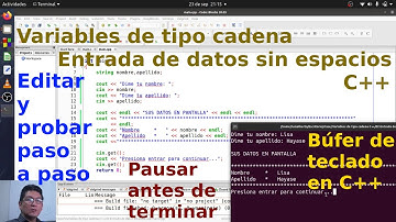 Variables de tipo cadena - Entrada de datos sin espacios; en lenguaje C++