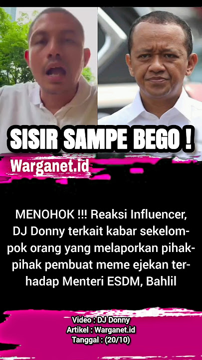 DJ Donny's reaction regarding the report against meme maker Bahlil Lahadalia.20/10 #bahlil #meme ...