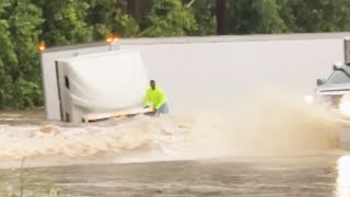 Dramatic video shows driver scrambling out of sinking truck in Texas flood screenshot 5