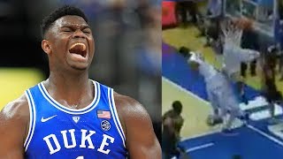 Zion Williamson's Hits His Head on INSANE Block and Twitter LOSES It!