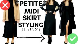 How To Style: Midi Skirts For *PETITES* / PETITE MIDI SKIRT STYLING TIPS & OUTFITS! I'm 5ft 0' !