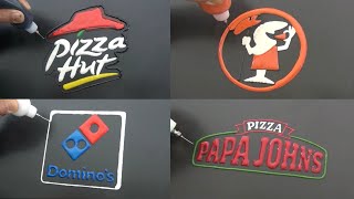 Pizza Brand Logos Pancake Art  Pizza Hut, Little Caesars, Domino's, Papa John's