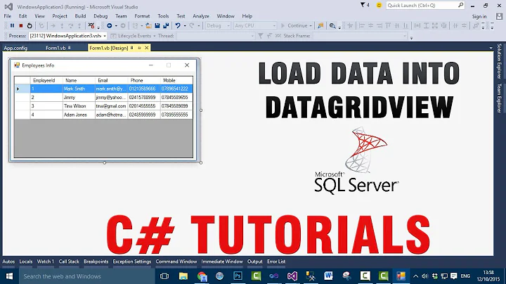 C# Tutorials - Load Data Into DataGridView From SQL Server Database