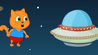 Familia de Gatos - En Un Trampolín Al Espacio Dibujos animados para niños