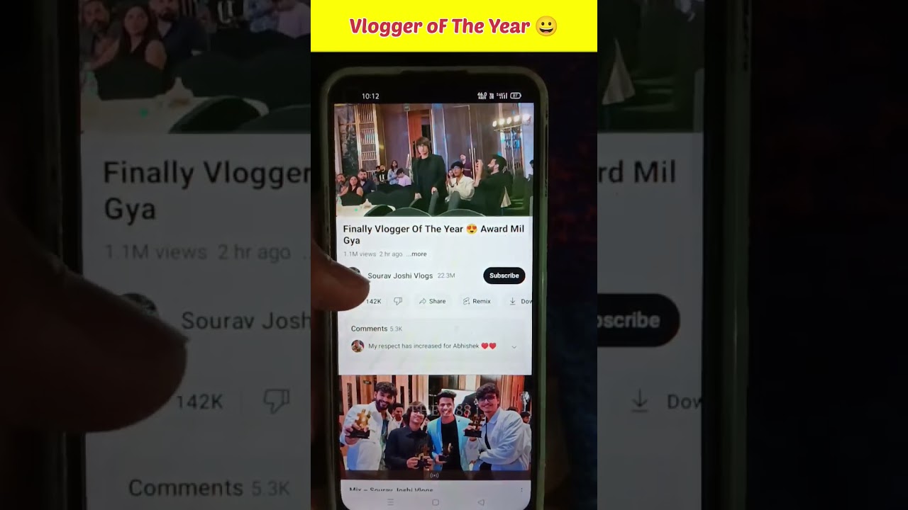 Finally Vlogger Of The Year 😍 To Sourav Joshi Vlogs 