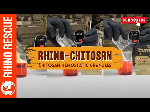 Гемостатичний порошок Rhino Rescue Chitosan Celox Hemostatic granules гемостатик хітозан гемостатичні гранули для аптечки, видео 1