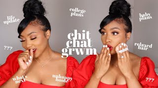 Chit Chat GRWM: Huge Life Update, Planning For Baby, Relaxing My Natural Hair, Going Back To College