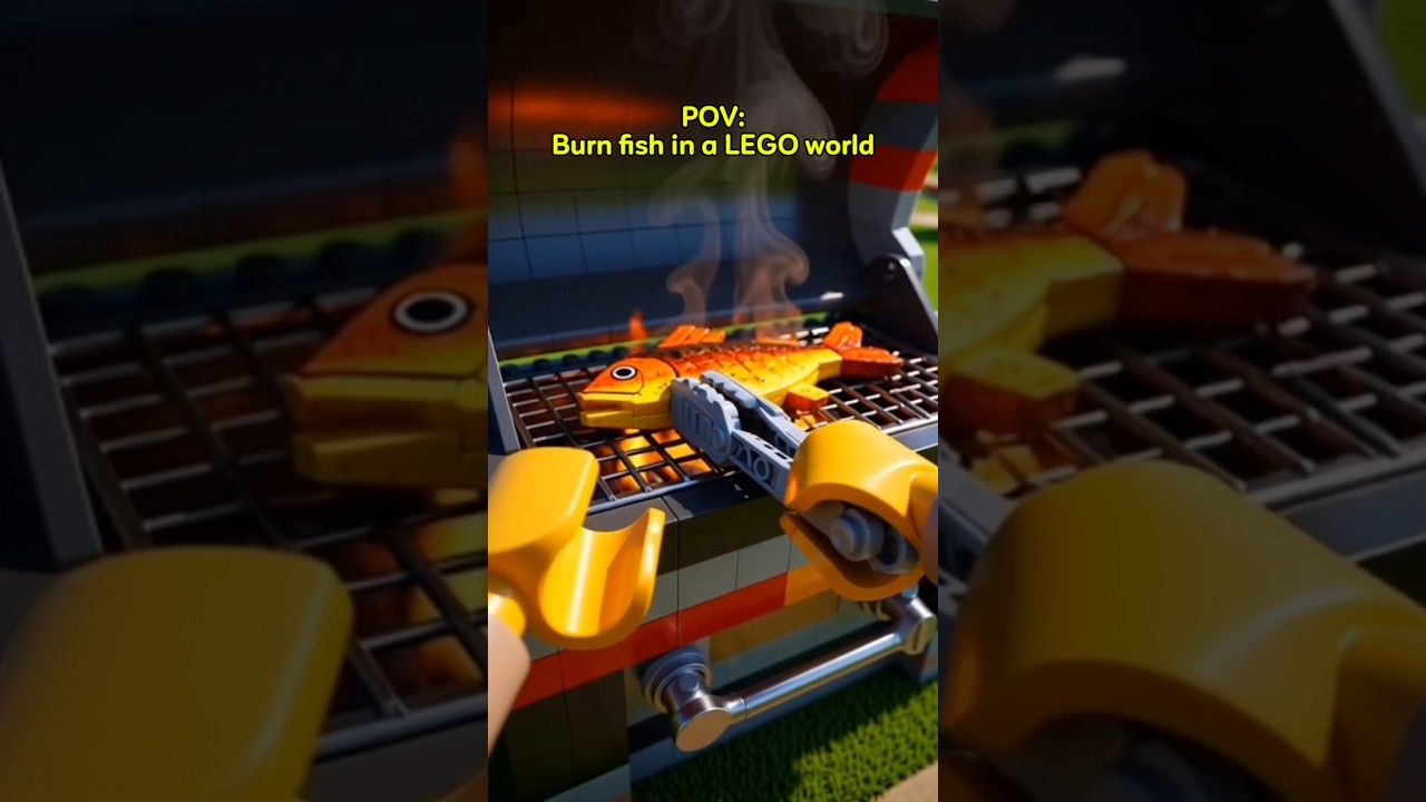 POV Burn fish in a lego world 