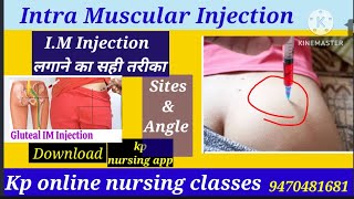 Intra Muscular Injection # I.M Injection लगाने का सही तरीका ; Site & Angle # Anm / Gnm & all