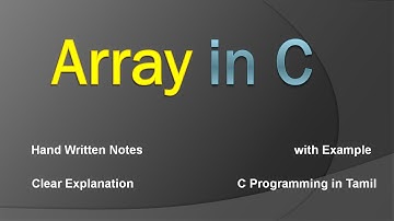 Array in C | C Programming in Tamil | Arrays Basics