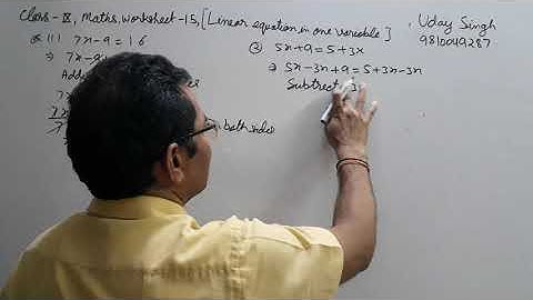 Class 9th Maths worksheet-15, Linear Equations in one Variable.