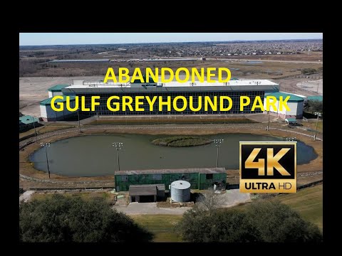 Abandoned dog racing track Gulf Greyhound Park 4K Drone Video