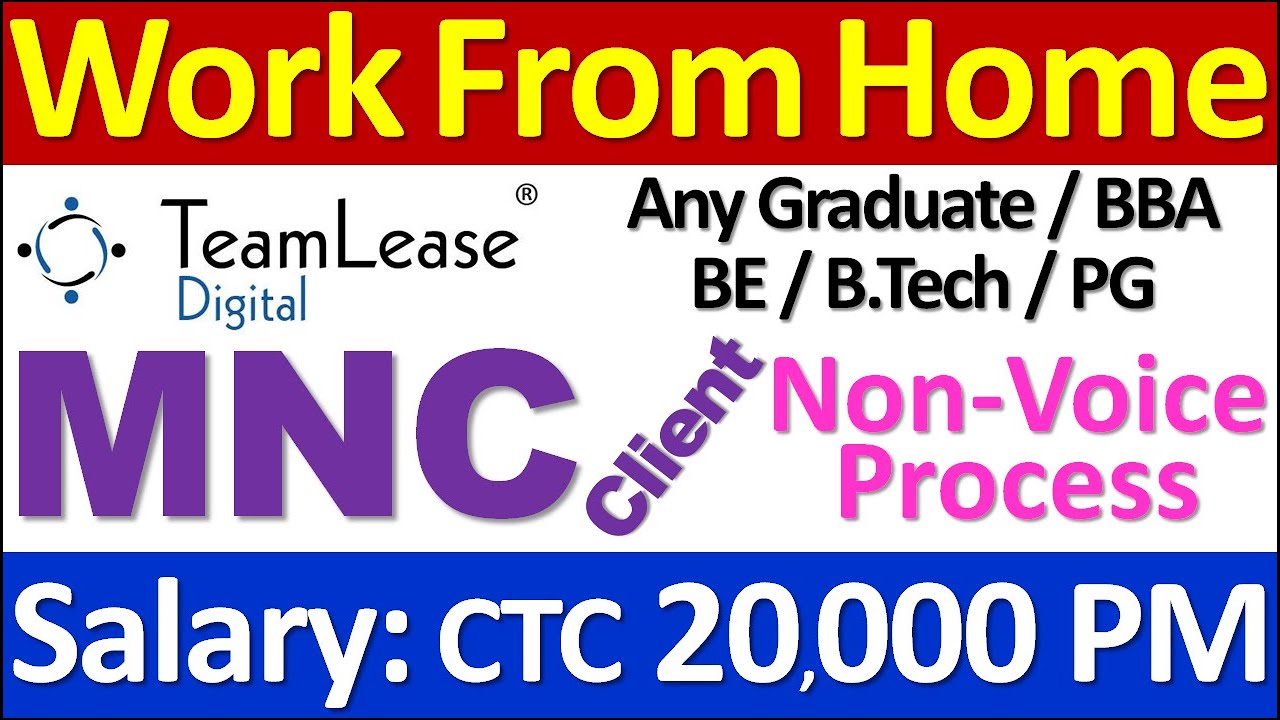 WFH MNC Jobs - Work From Home 80 Freshers Openings in Non-Voice Process ...