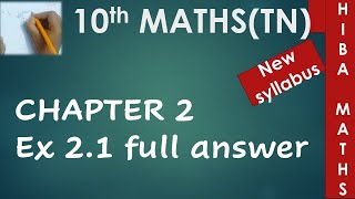 10th maths chapter 2 exercise 2.1 full answers numbers and sequence tn samacheer hiba maths