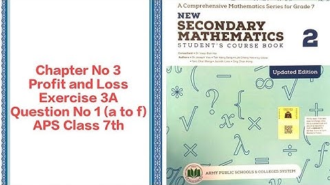 Exercise 3A Question 1 (a-f) Solution APS  Math - Class 7th(Profit & Loss) #education #maths #foryou