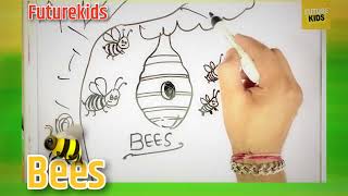 Honey Bees Drawing Tutorials And Hut 🐝🛖 #drawing  videos