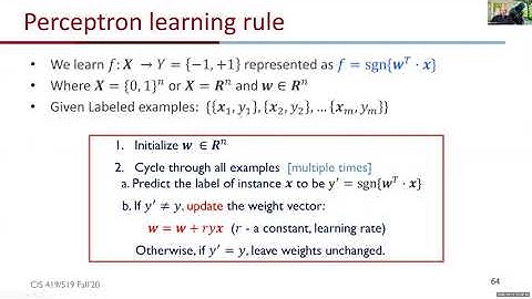 Lecture #4c: On-line Learning, Perceptron, Kernels 10/12/2020 Mon